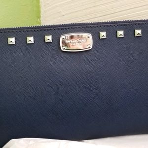 Michael Kors Navy Studded Wristlet